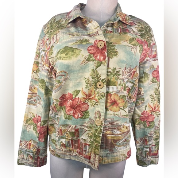 Coldwater Creek Jackets & Blazers - Coldwater Creek Multicolor Floral Jean Jacket Women’s Medium